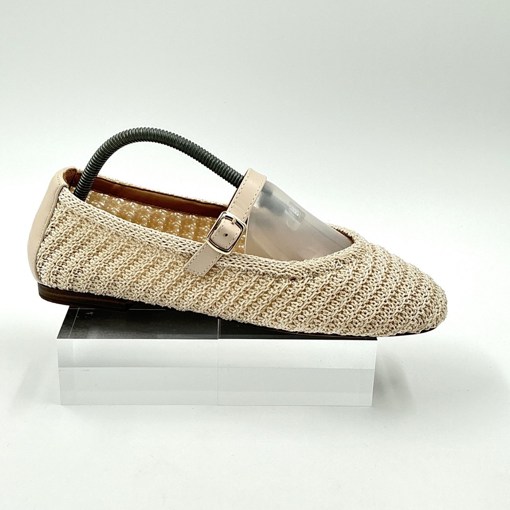 Me Too Size 10 Beige Woven Mary Jane‎ Flats Cream Buckle Strap Shoes NEW Shelby